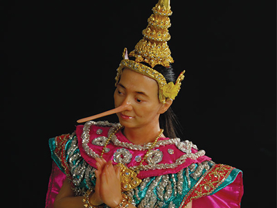 Wantanocchio, fiberglass, Thai dress, print on paper, variable-size